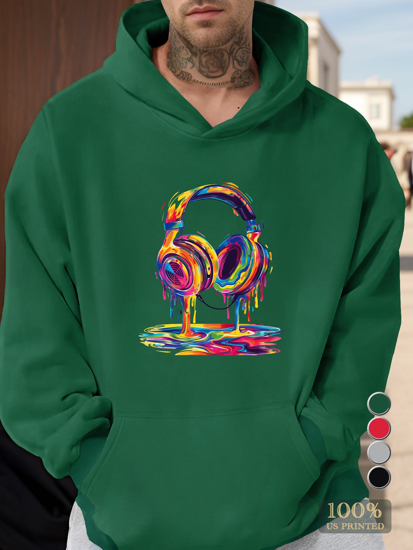 Psychedelic Headphones Art Men's hooded sweatshirt