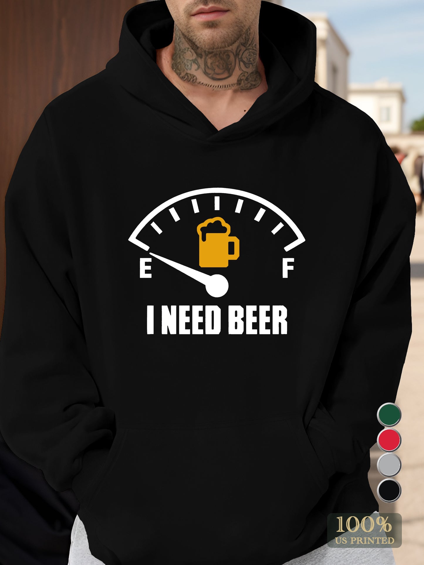 I need beer Men's hooded sweatshirt