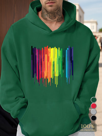 Rainbow spectrum on black background Men's hooded sweatshirt