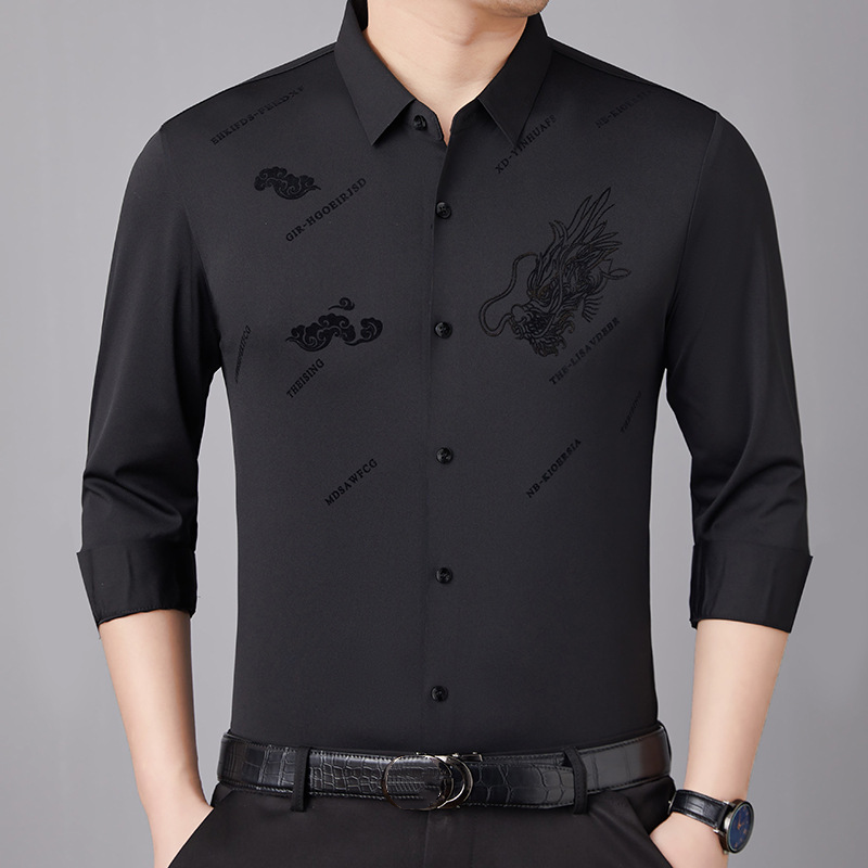 Fashion flocked men's lapel shirt