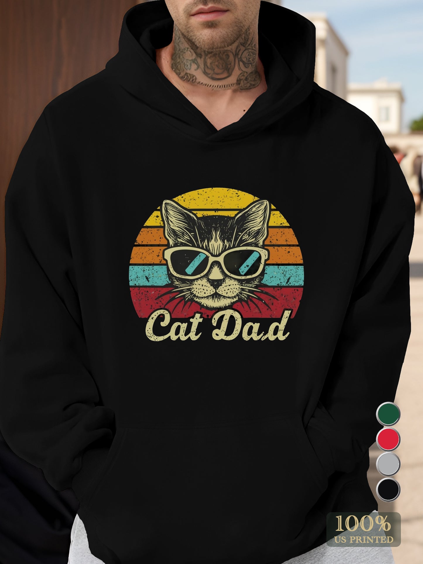 CAT DAD Men's hooded sweatshirt