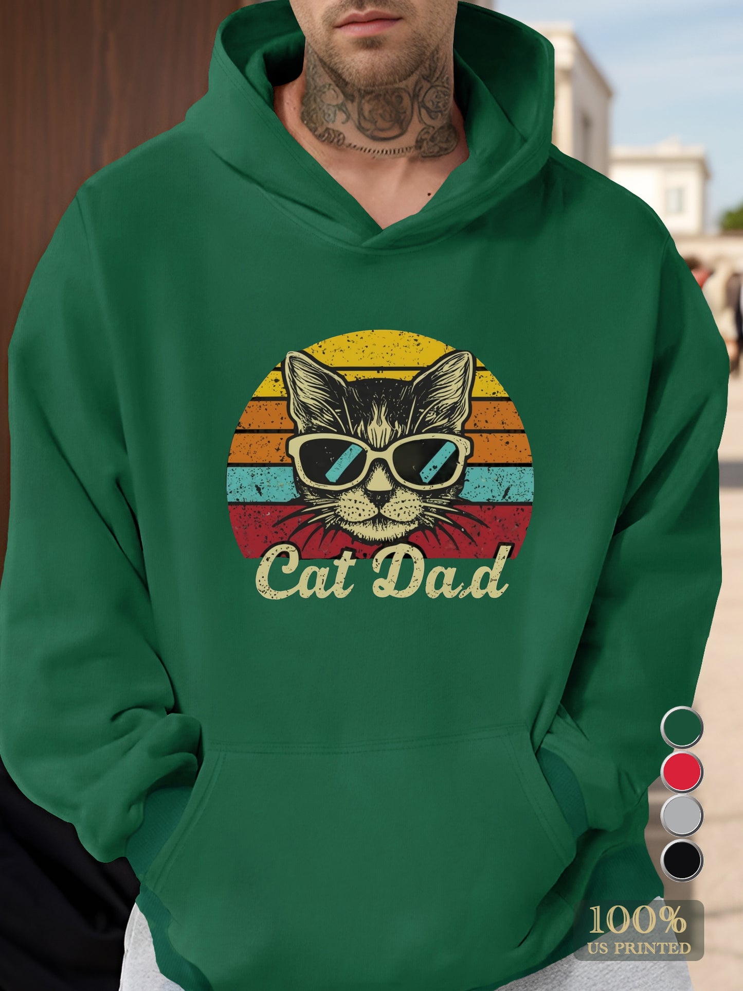 CAT DAD Men's hooded sweatshirt