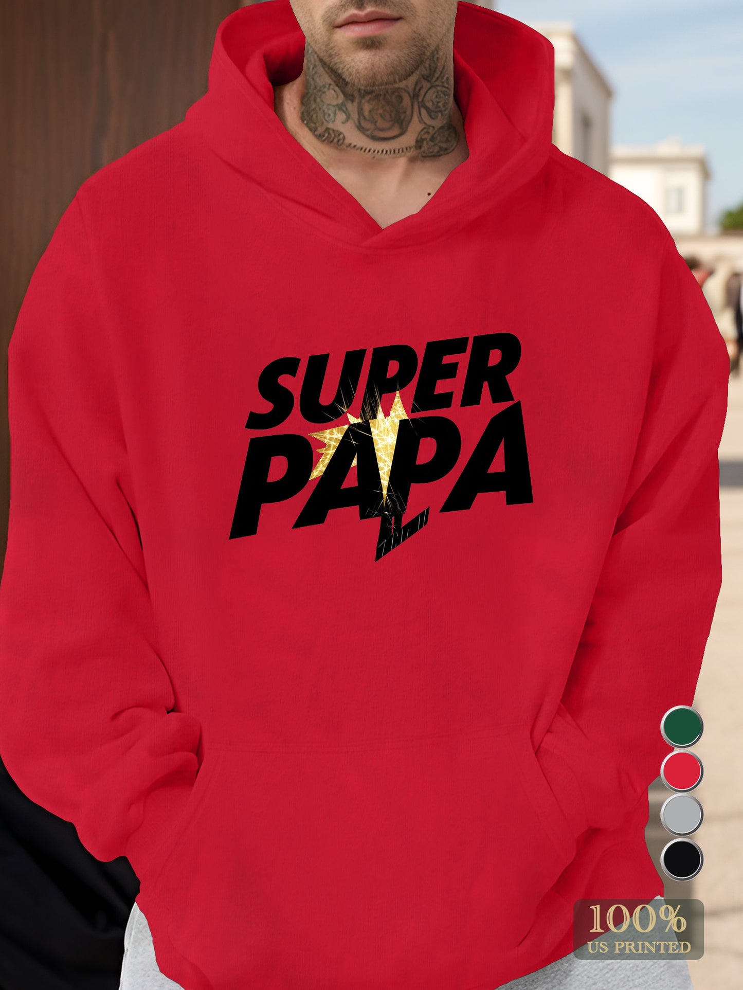 super PAPA typography Men's hooded sweatshirt