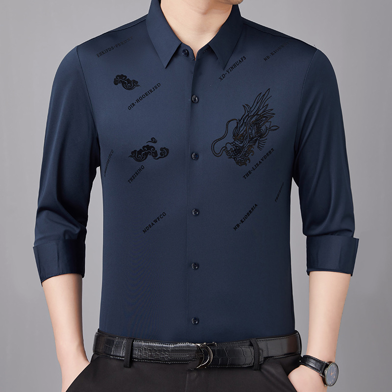 Fashion flocked men's lapel shirt