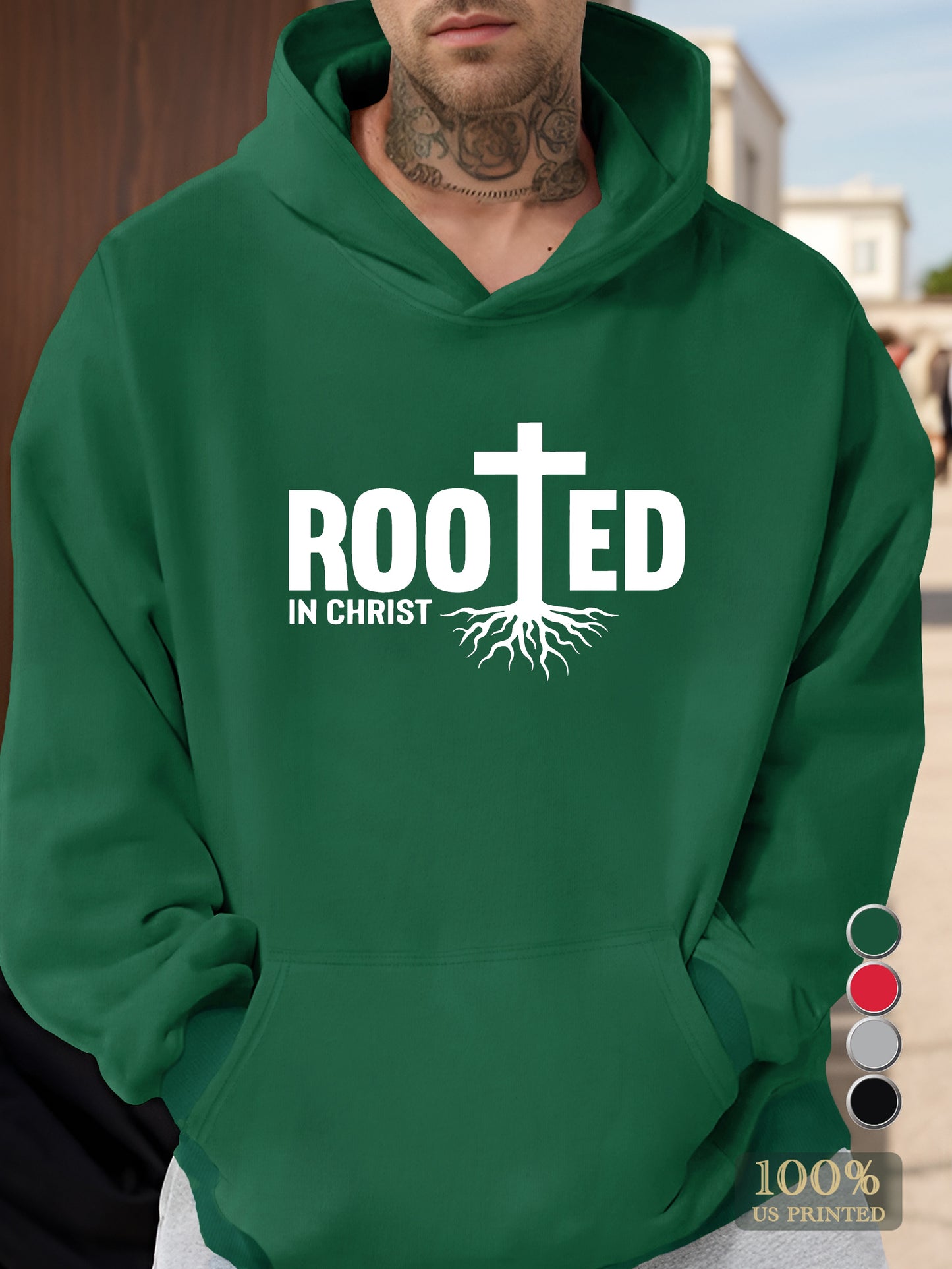 ROOTED IN CHRIST Men's hooded sweatshirt