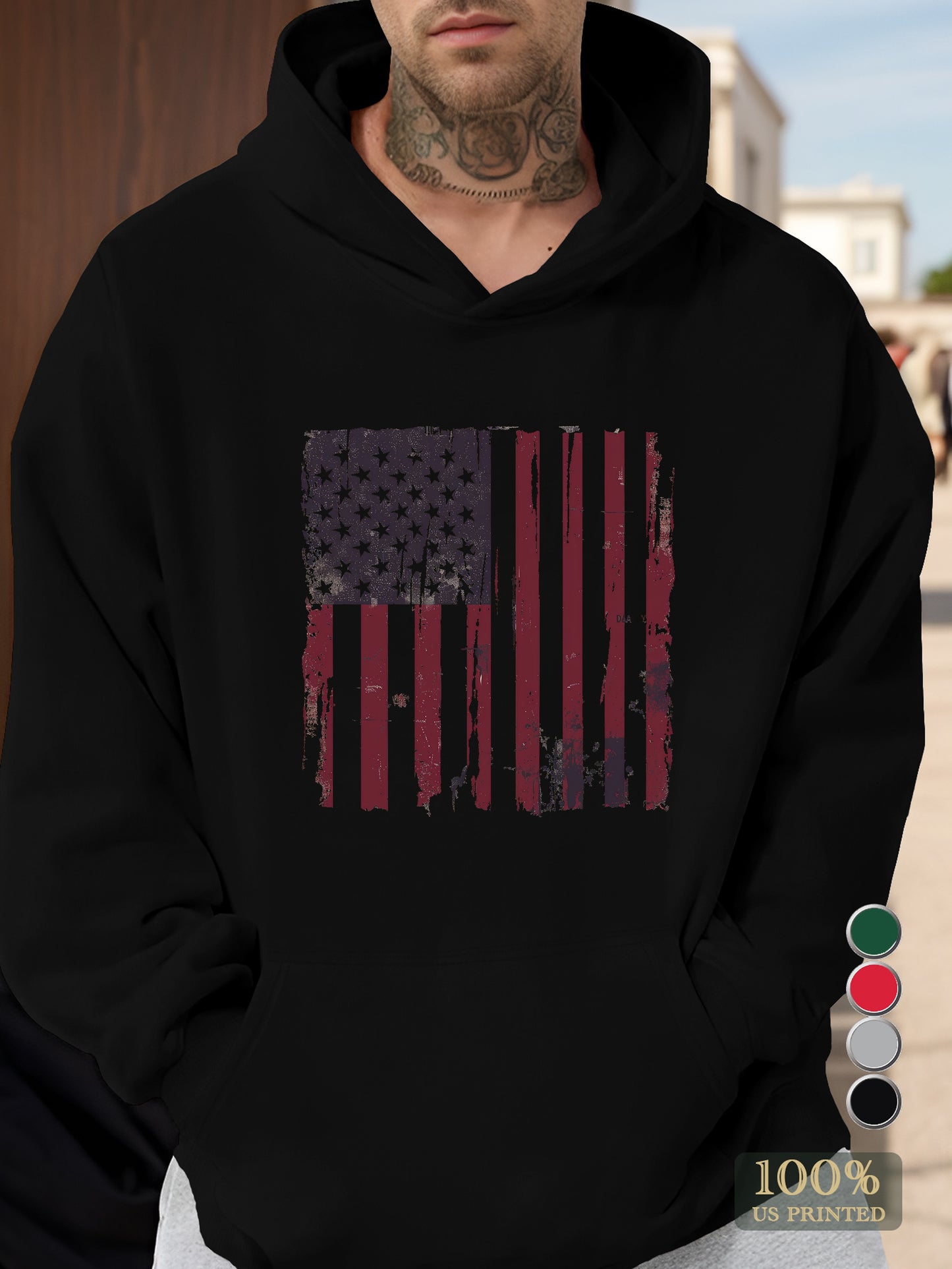 DADDY on American stripes Men's hooded sweatshirt