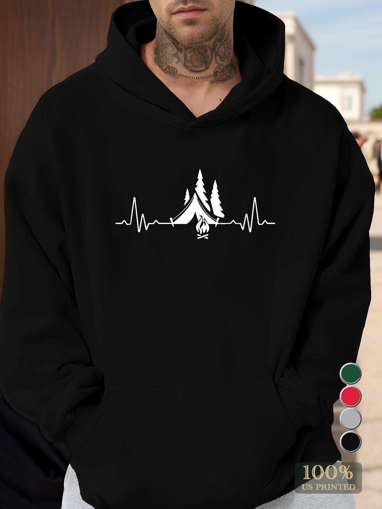 Ecg tent camping Men's hooded sweatshirt