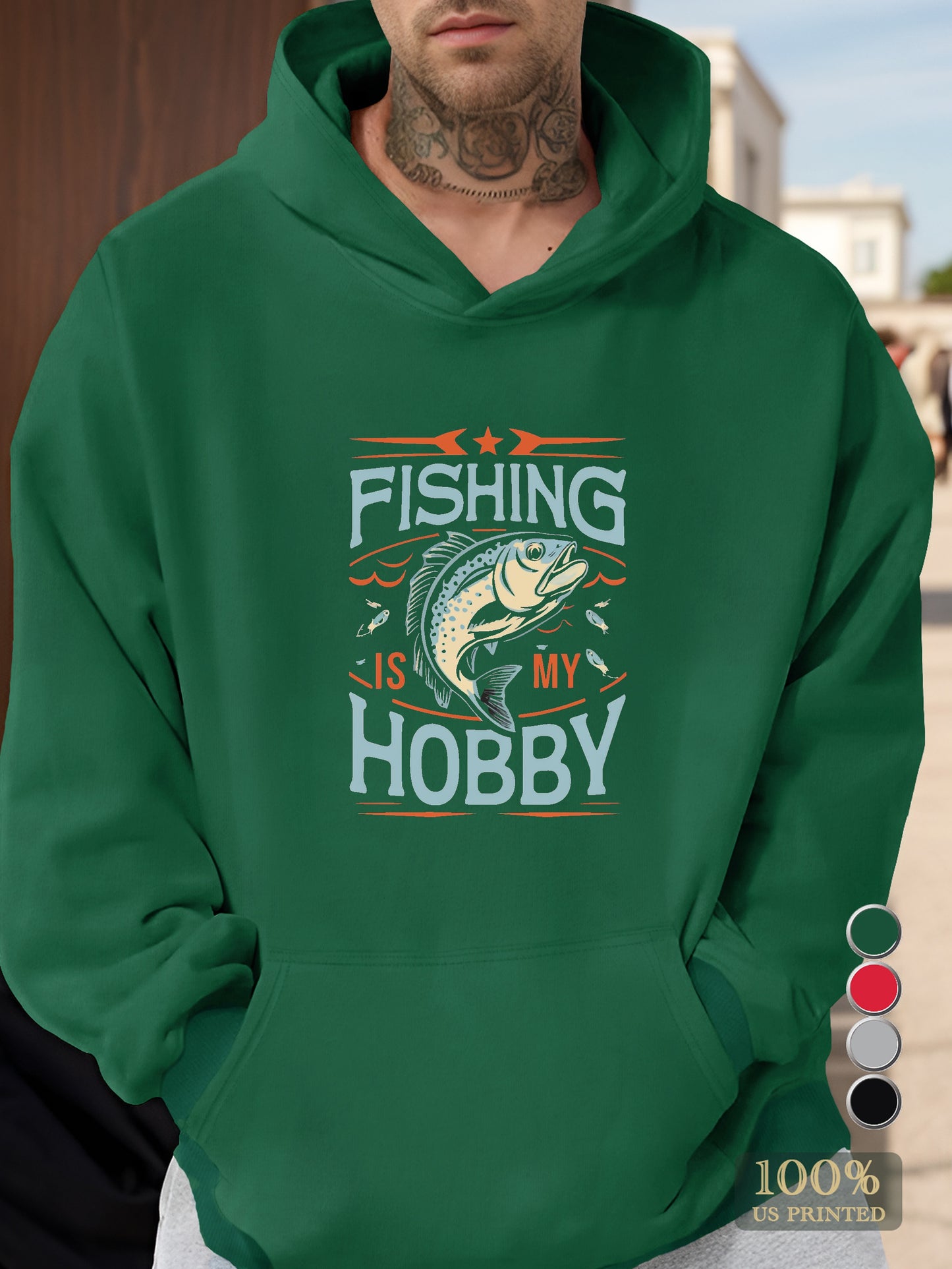 Fishing is my Hobby Men's hooded sweatshirt