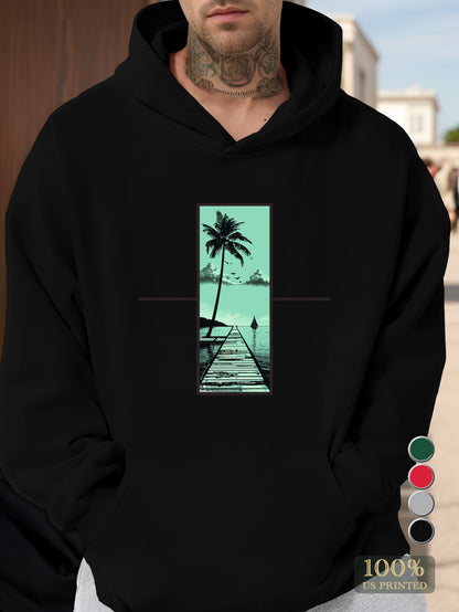 Tropical triptych beach scenes Men's hooded sweatshirt