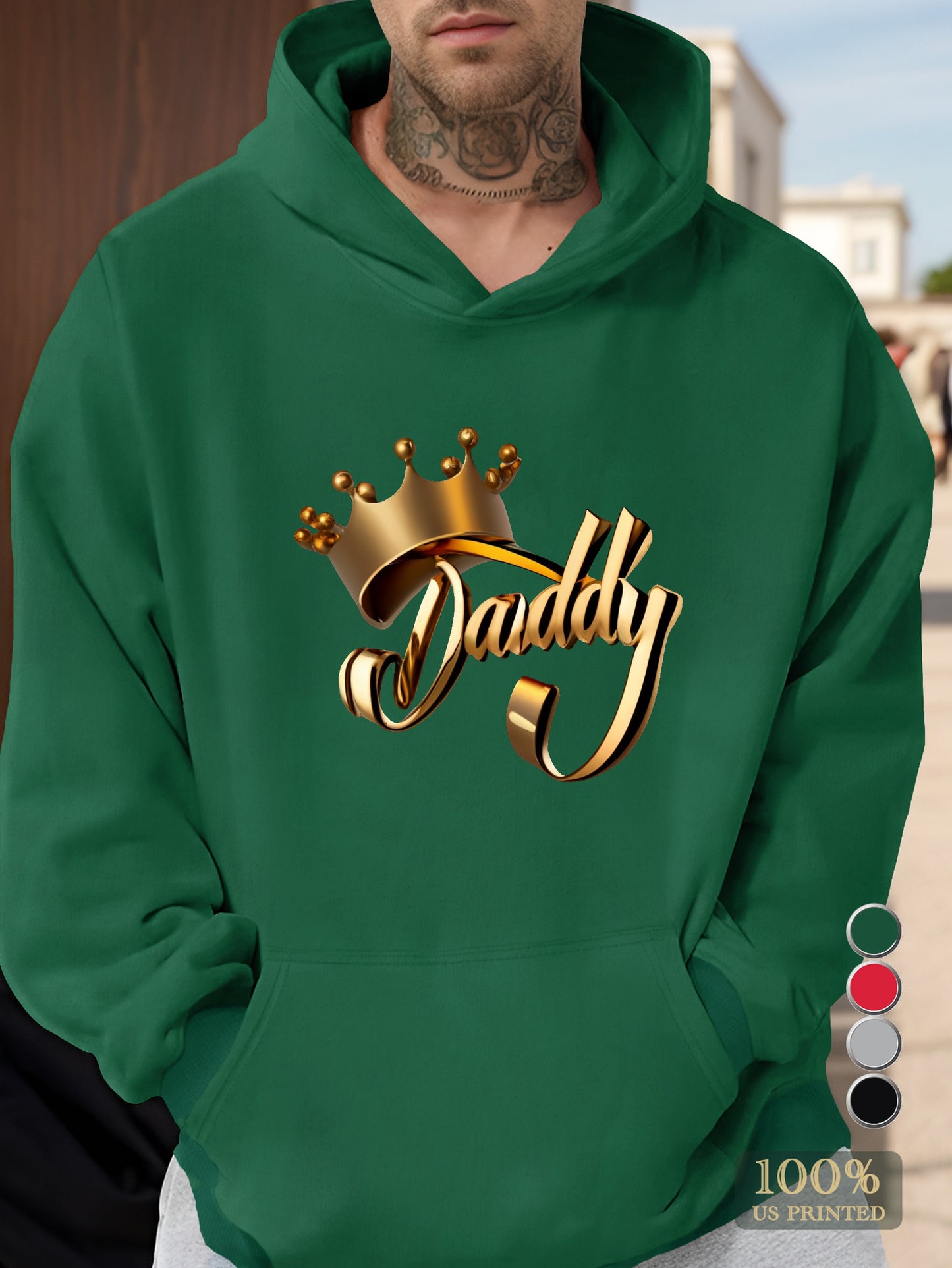 Gold Daddy Calligraphy Crown Men's hooded sweatshirt