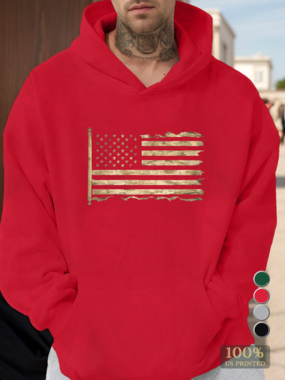 worn and distressed flag Men's hooded sweatshirt