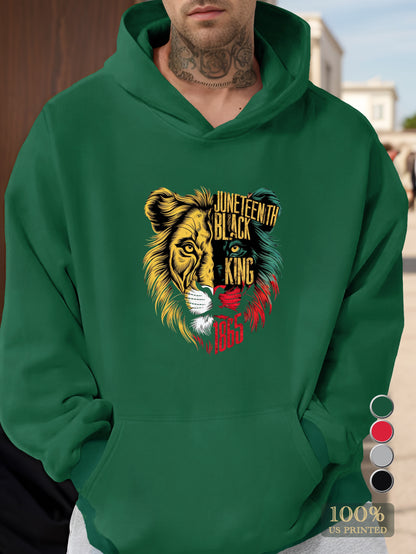 Juneteenth black king lion Men's hooded sweatshirt