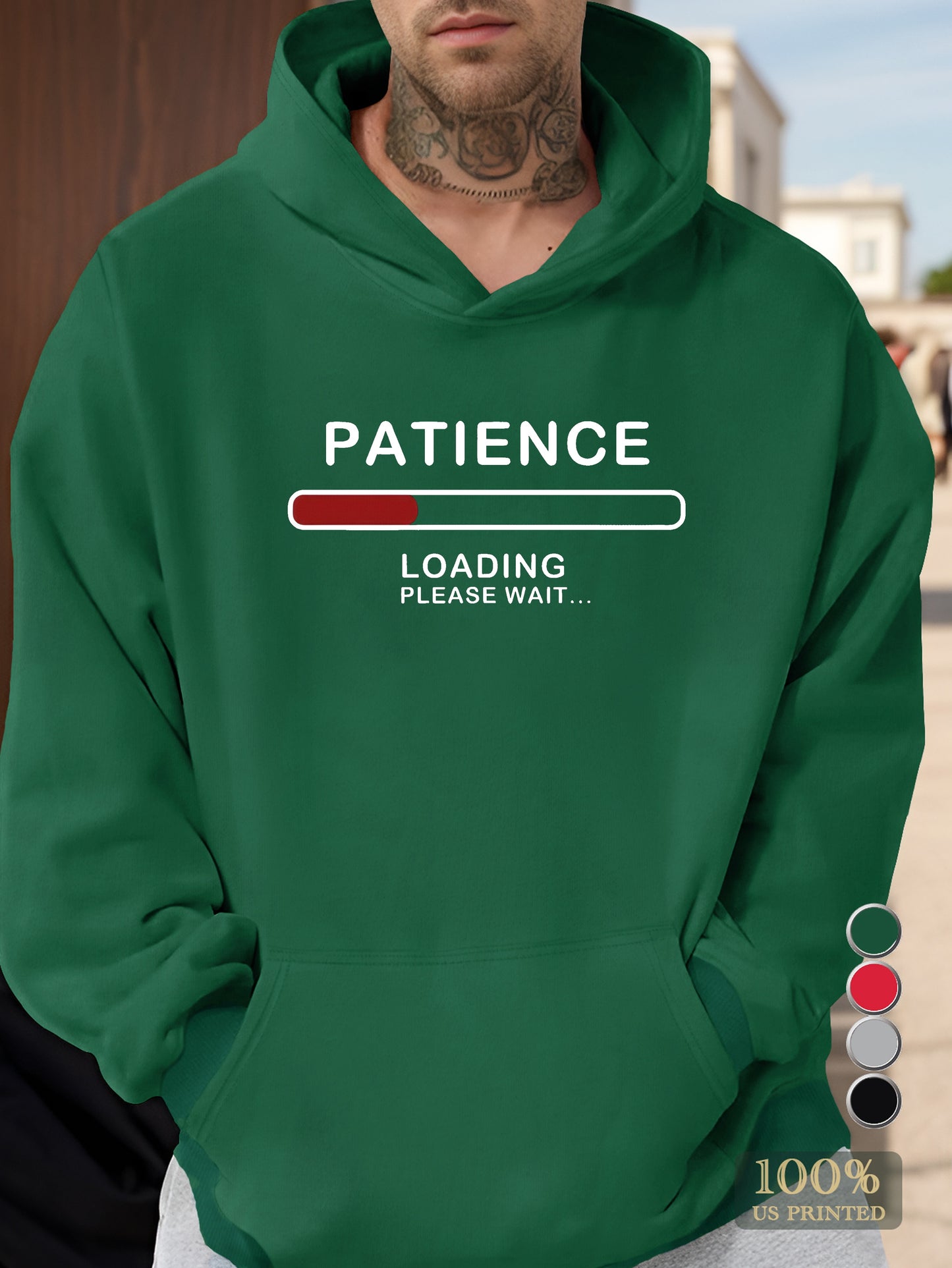 PATIENCE LOADING Men's hooded sweatshirt