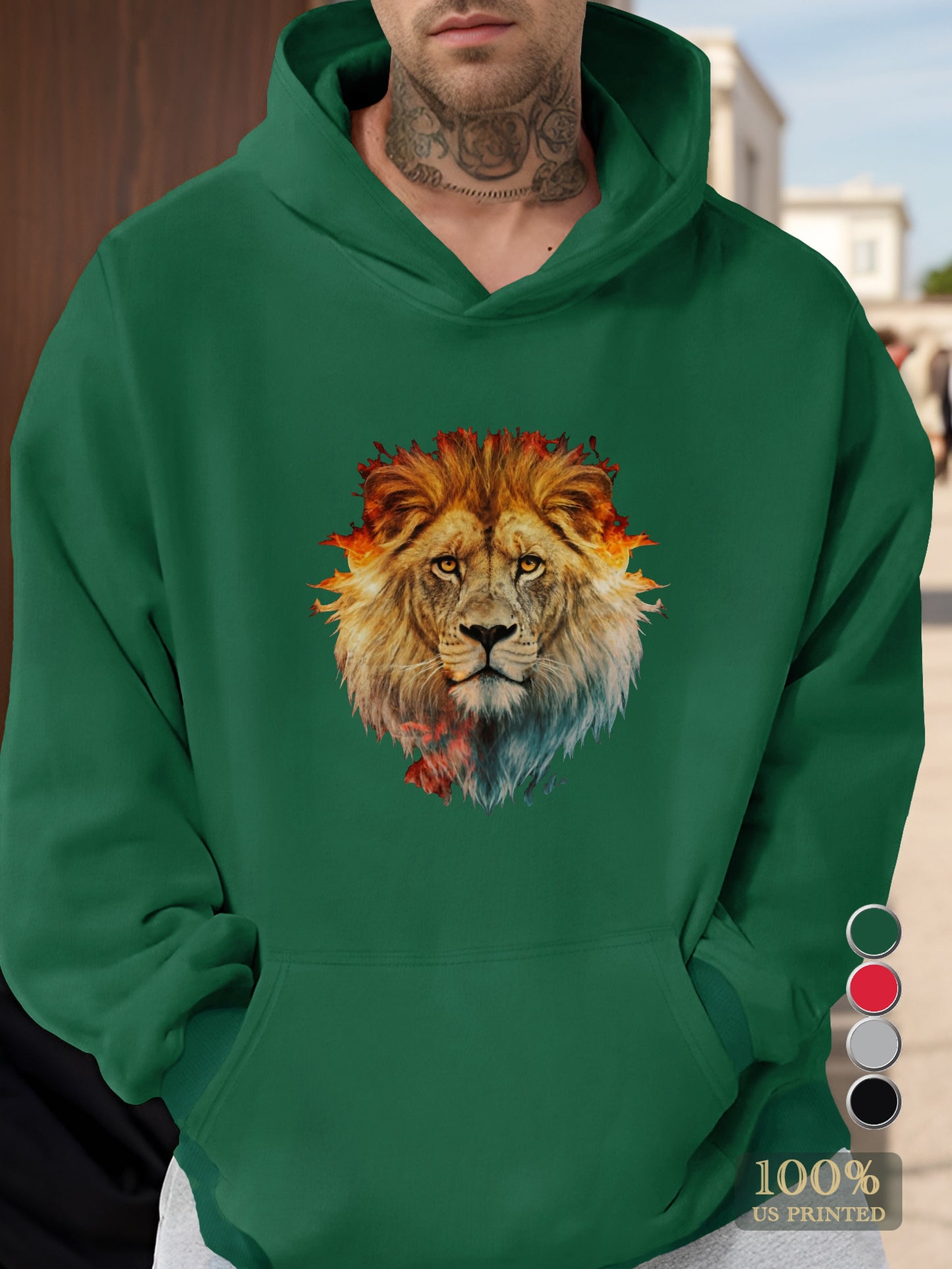 Majestic Jungle Lion Men's hooded sweatshirt