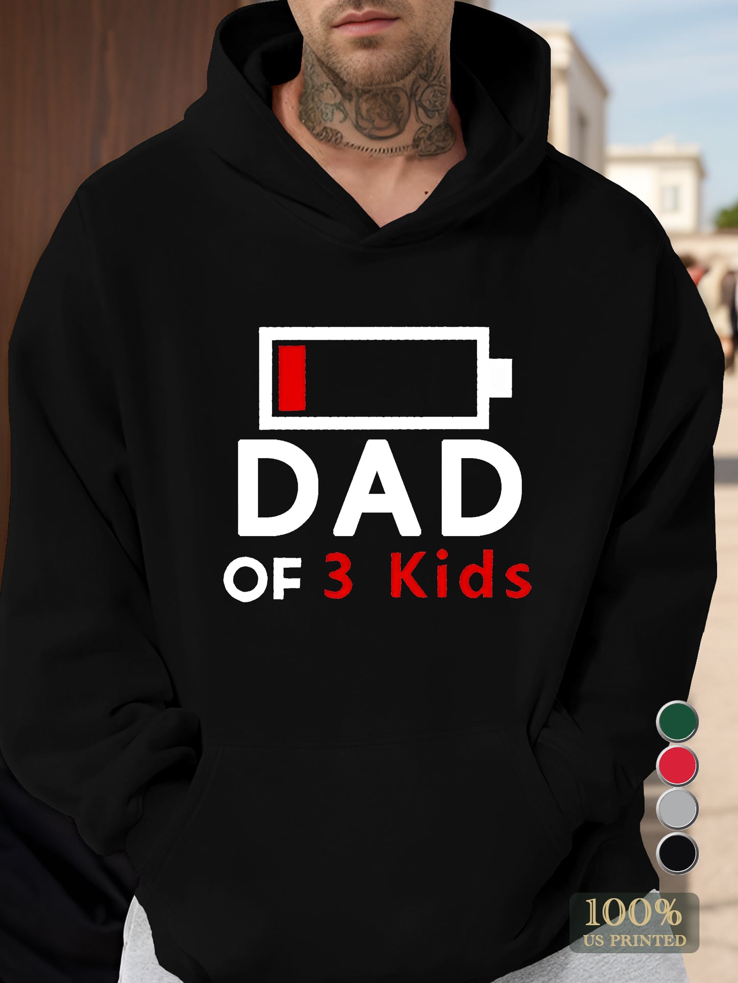 DAD OF 3 KIDS Men's hooded sweatshirt