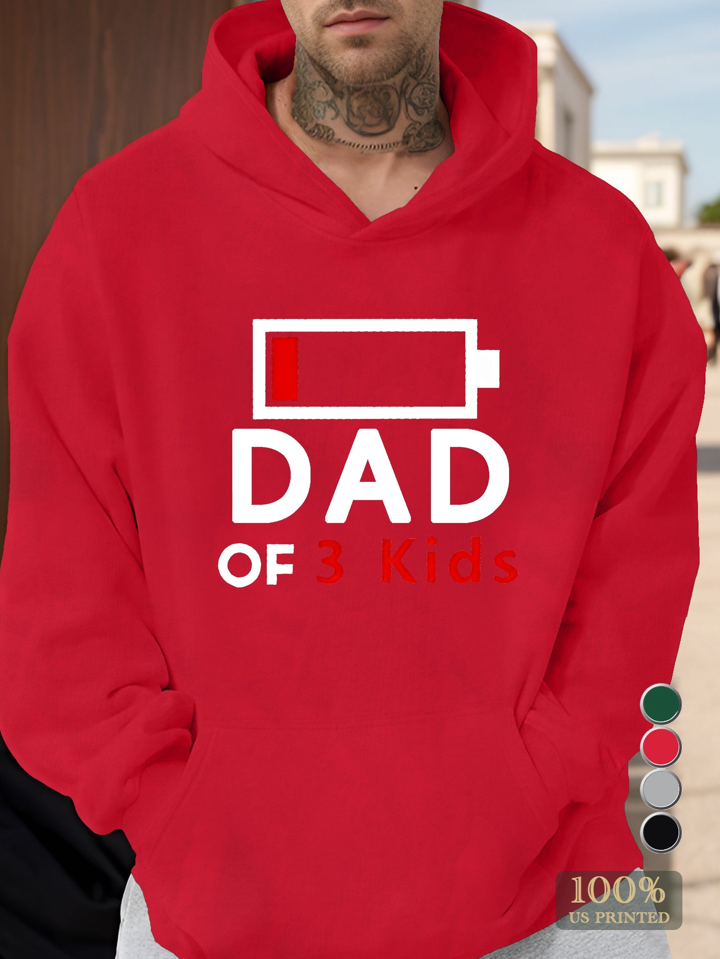 DAD OF 3 KIDS Men's hooded sweatshirt