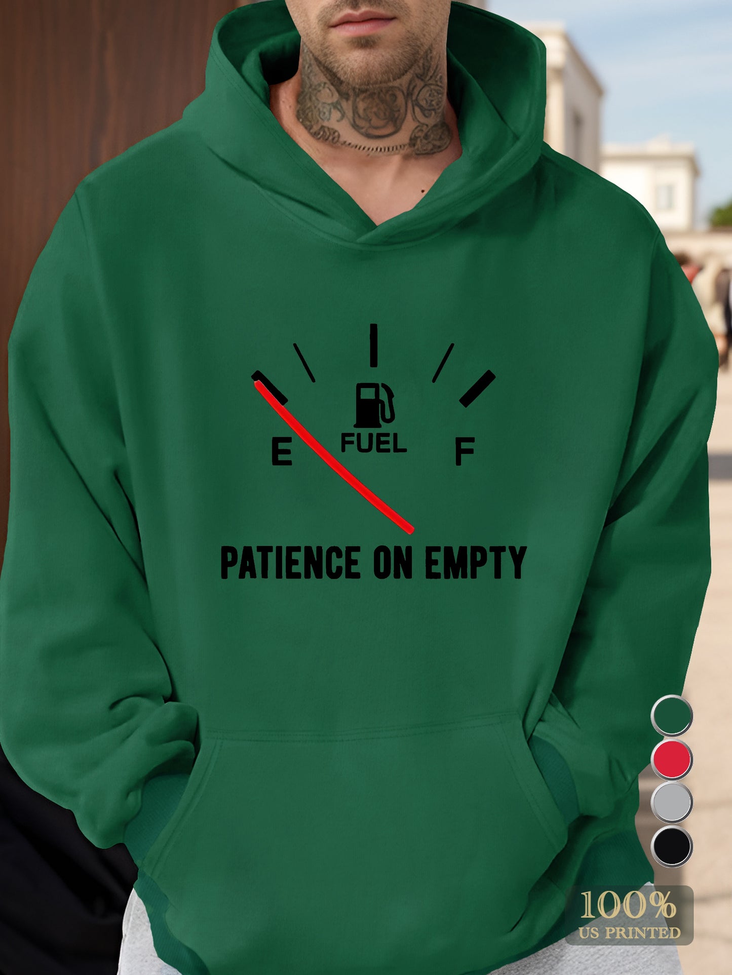 PATIENCE ON EMPTY Men's hooded sweatshirt