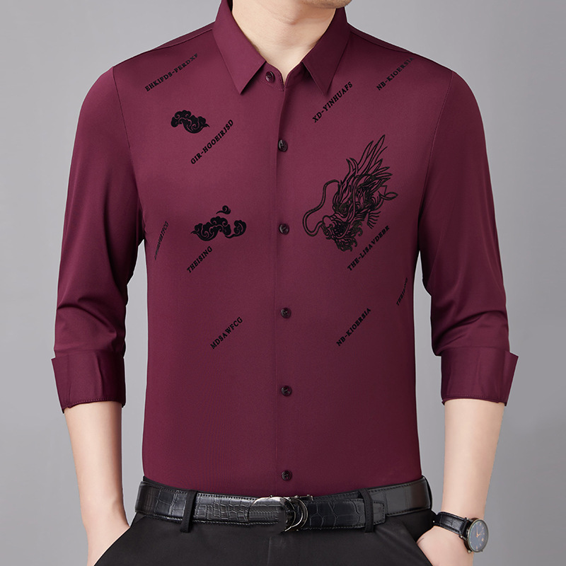 Fashion flocked men's lapel shirt