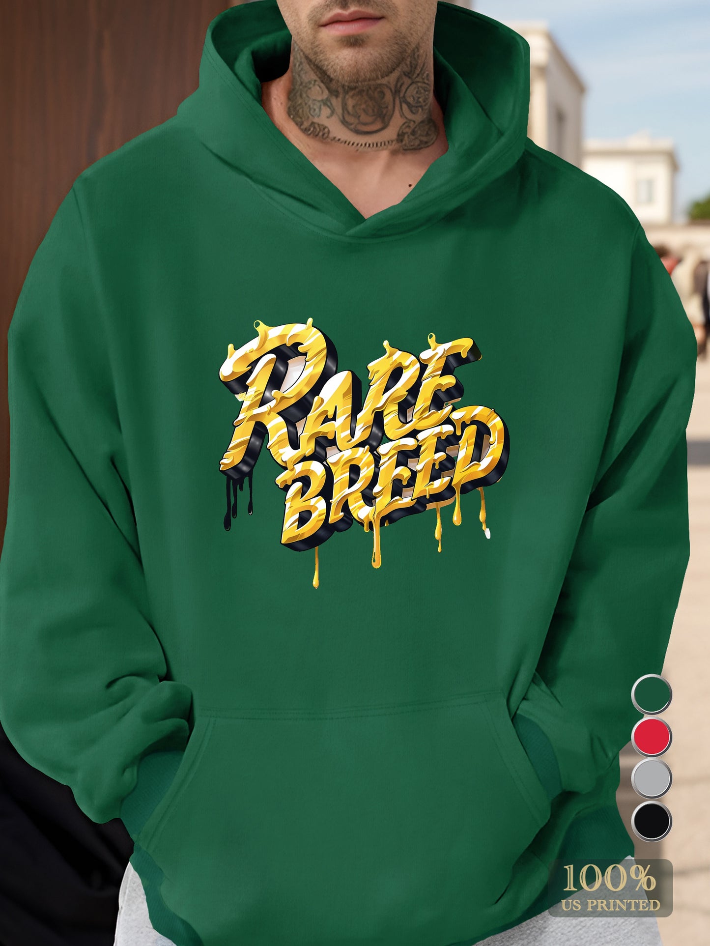 Unique RARE BREED Text Design Men's hooded sweatshirt