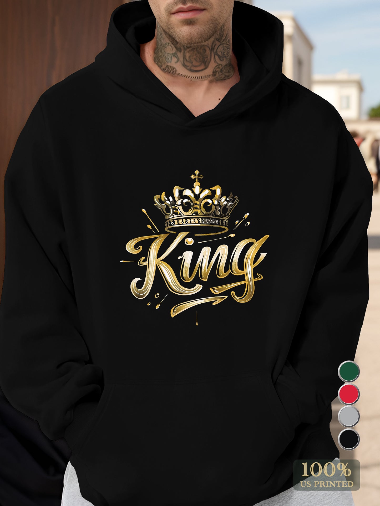 Gold King Crown Design Men's hooded sweatshirt