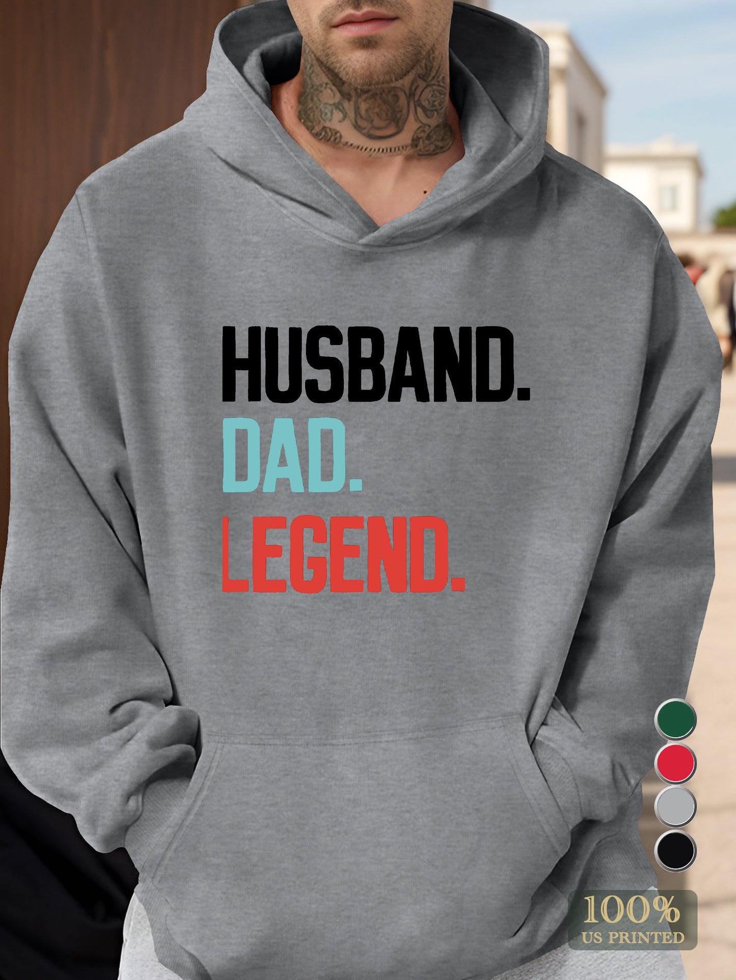 HUSBAND DAD LEGEND Men's hooded sweatshirt