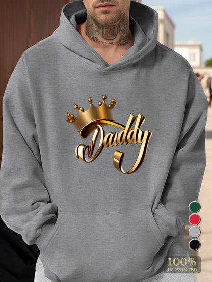 Gold Daddy Calligraphy Crown Men's hooded sweatshirt