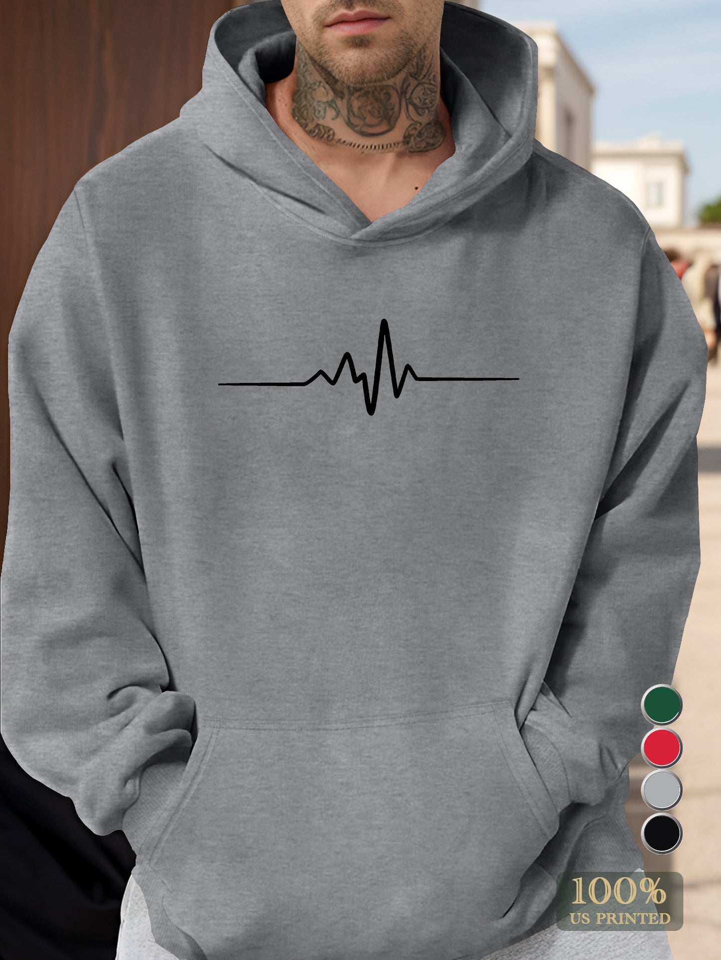 Electrocardiogram Men's hooded sweatshirt