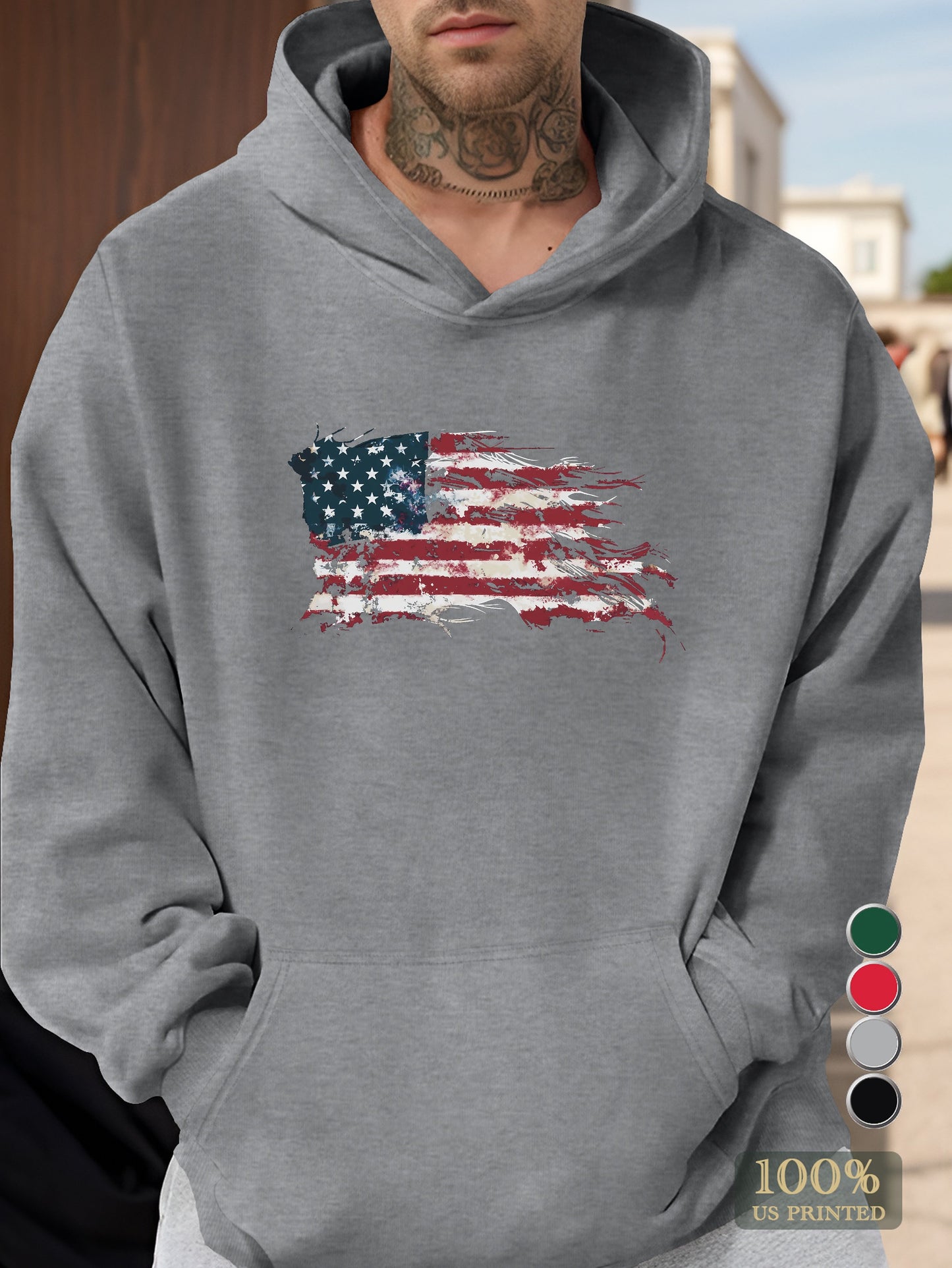 Retro American Flag Men's hooded sweatshirt