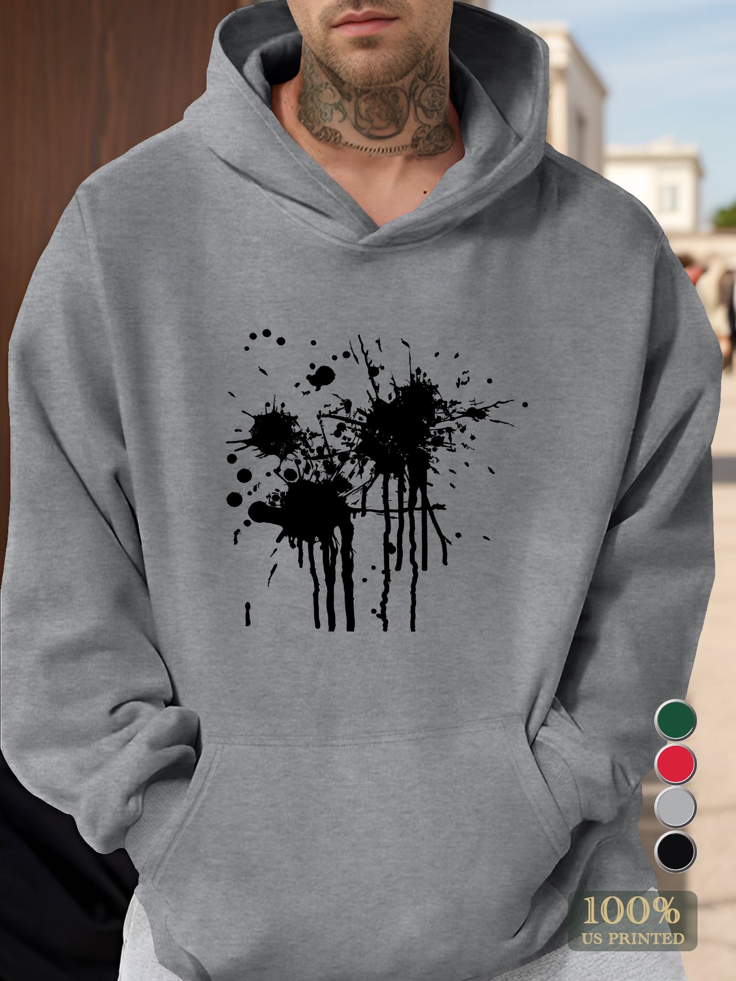 Vintage Americana Abstract Art Men's hooded sweatshirt