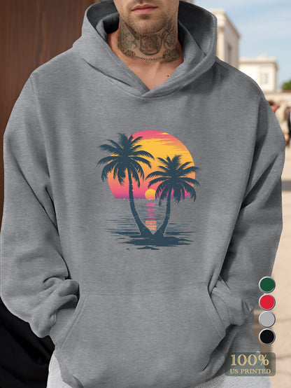 Tropical Sunset Palms Men's hooded sweatshirt