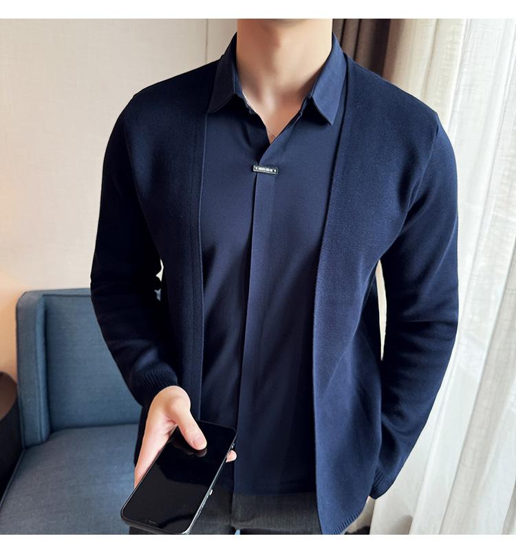 High-end knitted sweater shirt collar fake two-piece