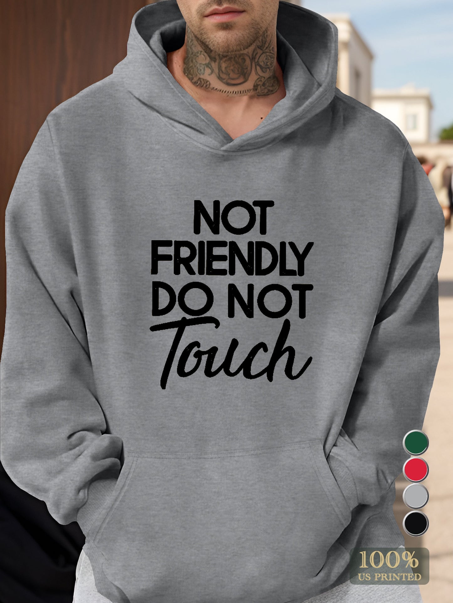 not friendly do not touch Men's hooded sweatshirt