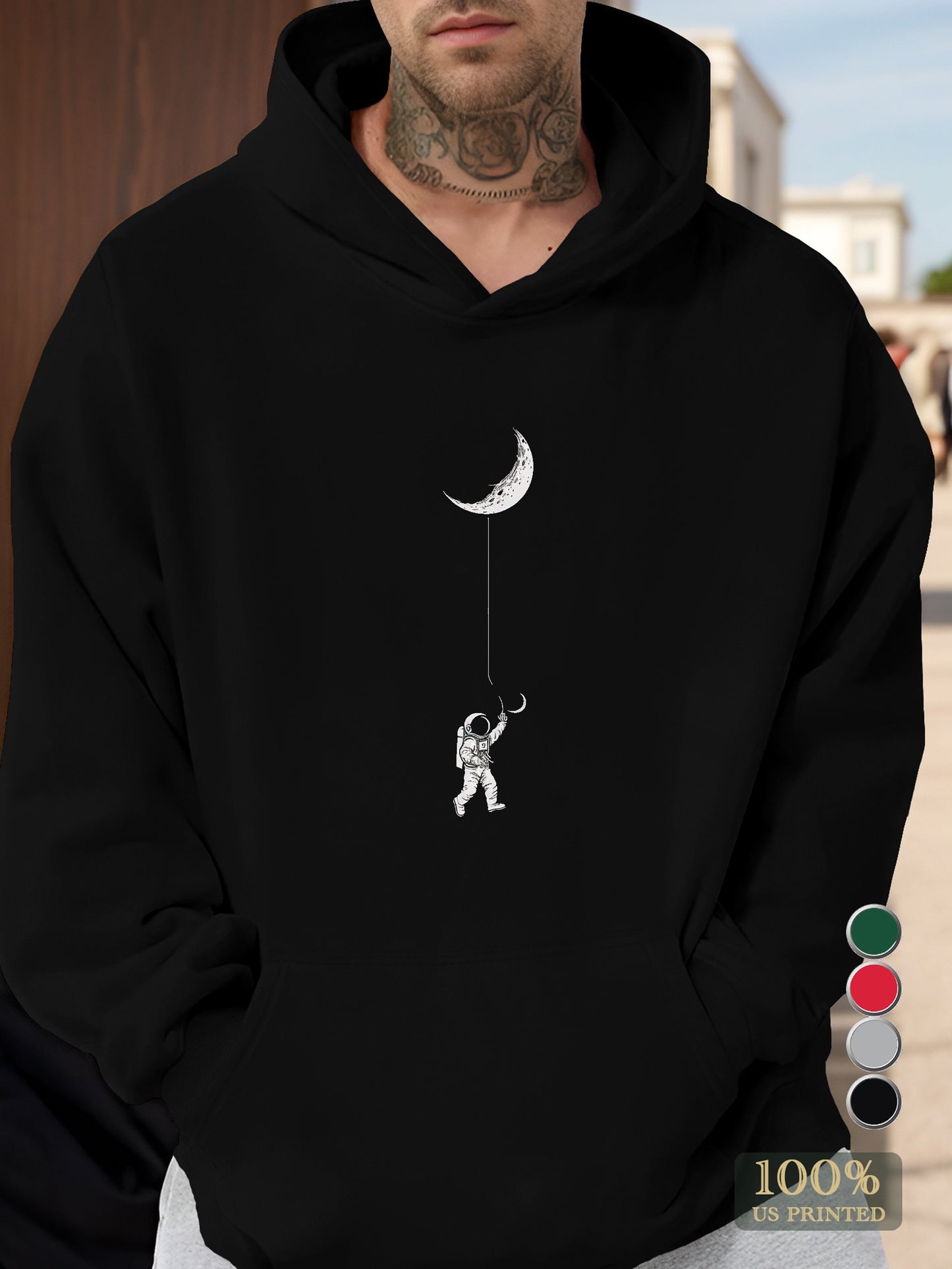 Astronaut Kite Moon Design Men's hooded sweatshirt