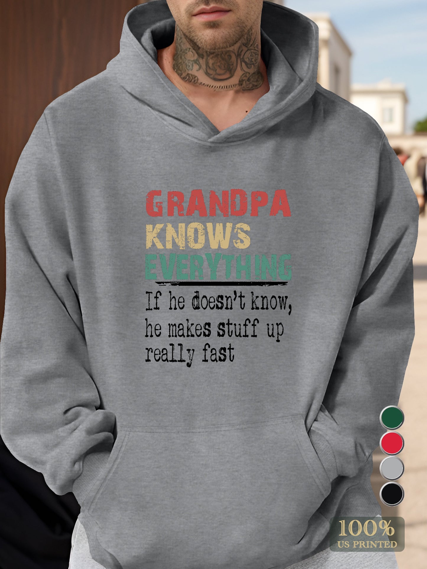 GRANDPA KNOWS EVERYTHING Men's hooded sweatshirt