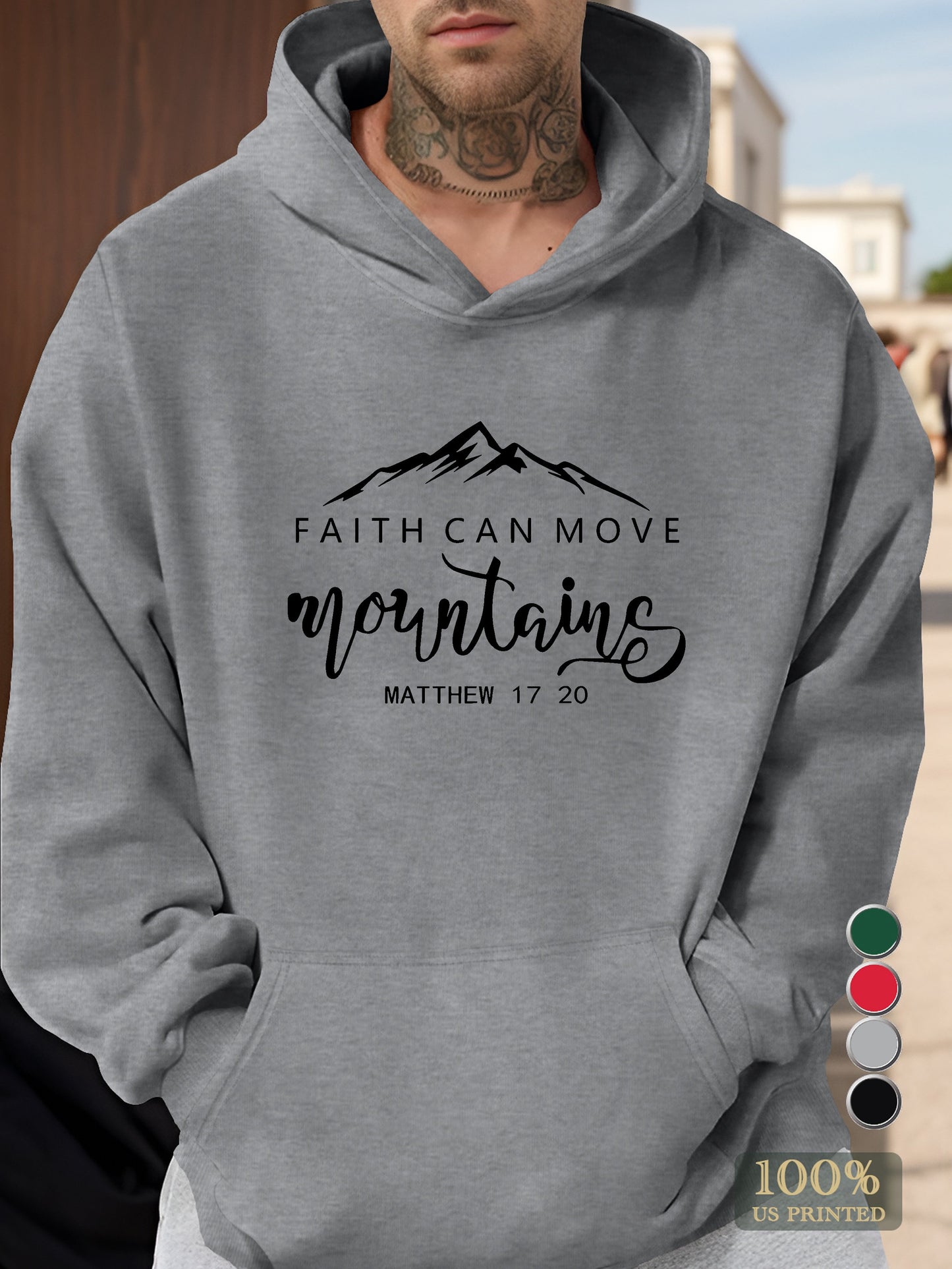 FAITH CAN MOVE Men's hooded sweatshirt