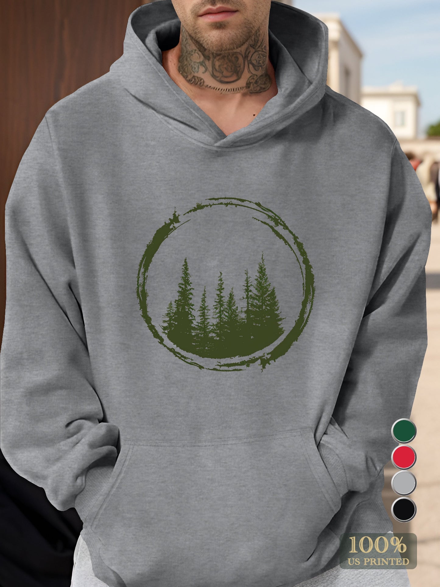 A rustic embrace of nature s harmony Men's hooded sweatshirt