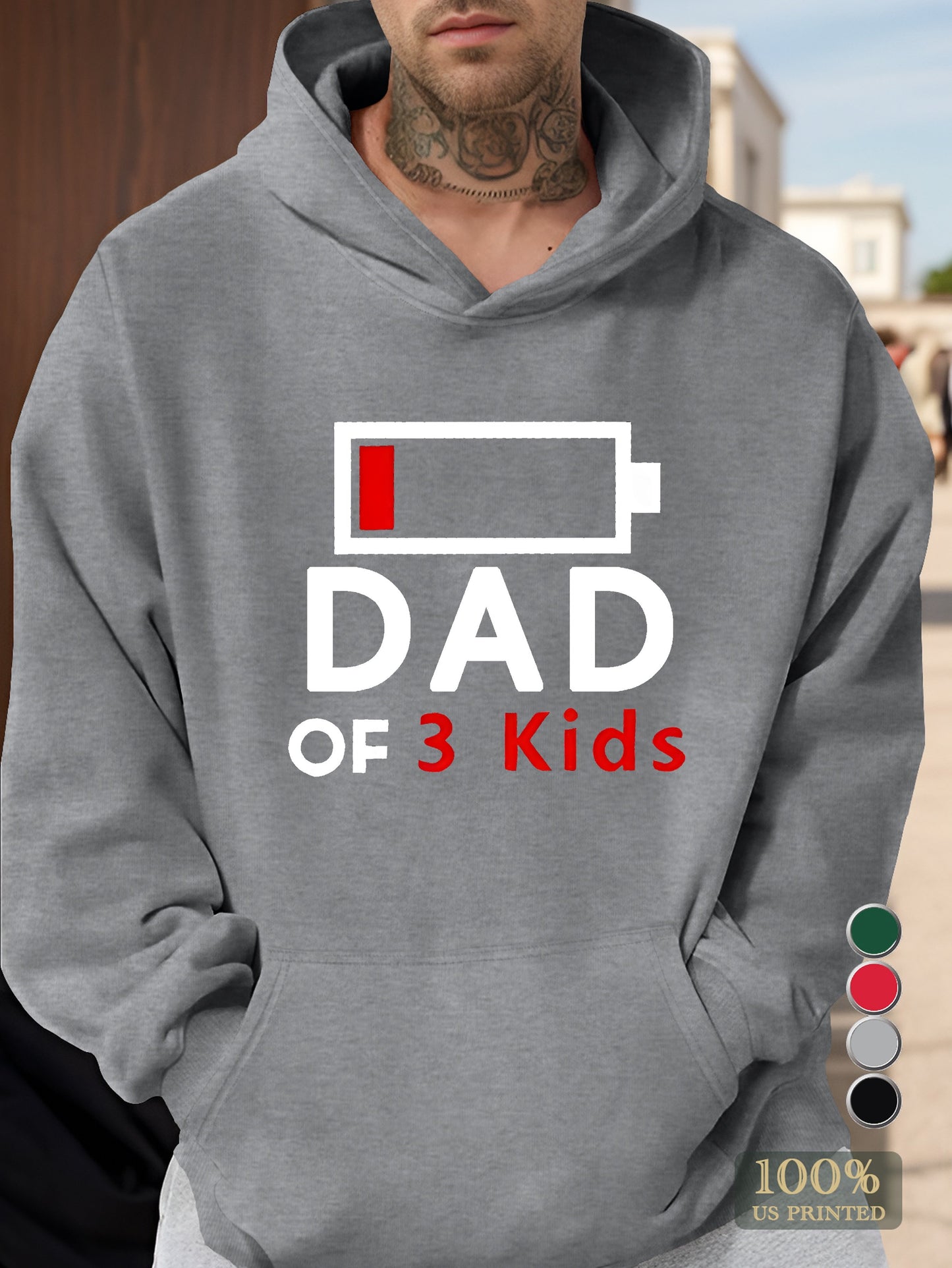 DAD OF 3 KIDS Men's hooded sweatshirt