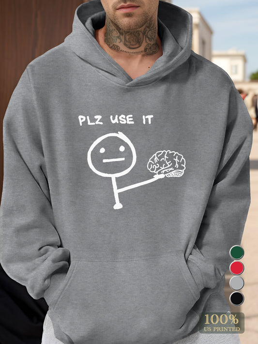 PLZ USE IT Men's hooded sweatshirt