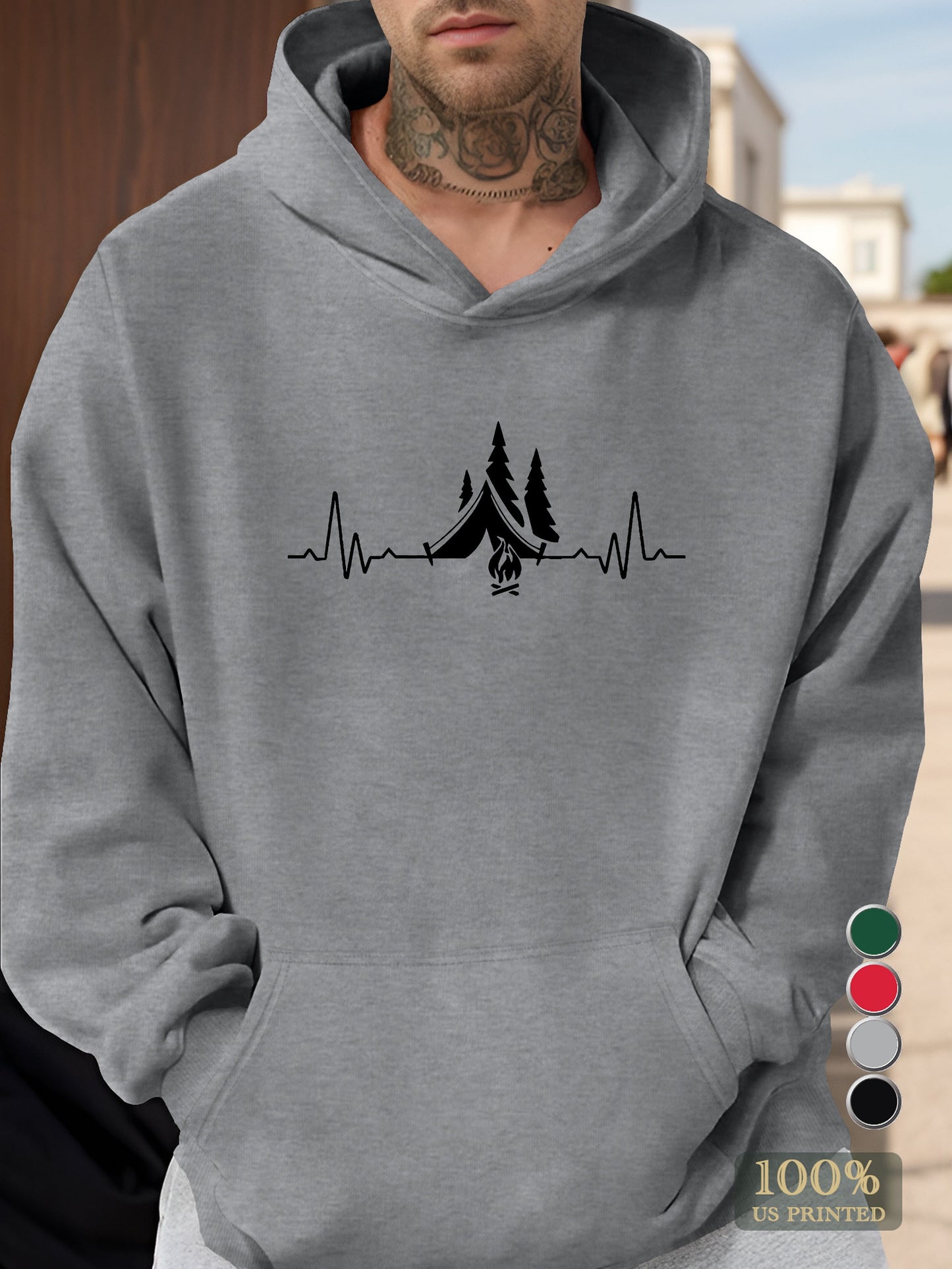 Ecg tent camping Men's hooded sweatshirt