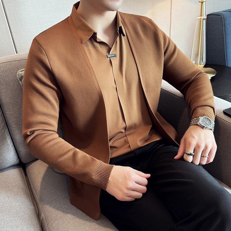 High-end knitted sweater shirt collar fake two-piece