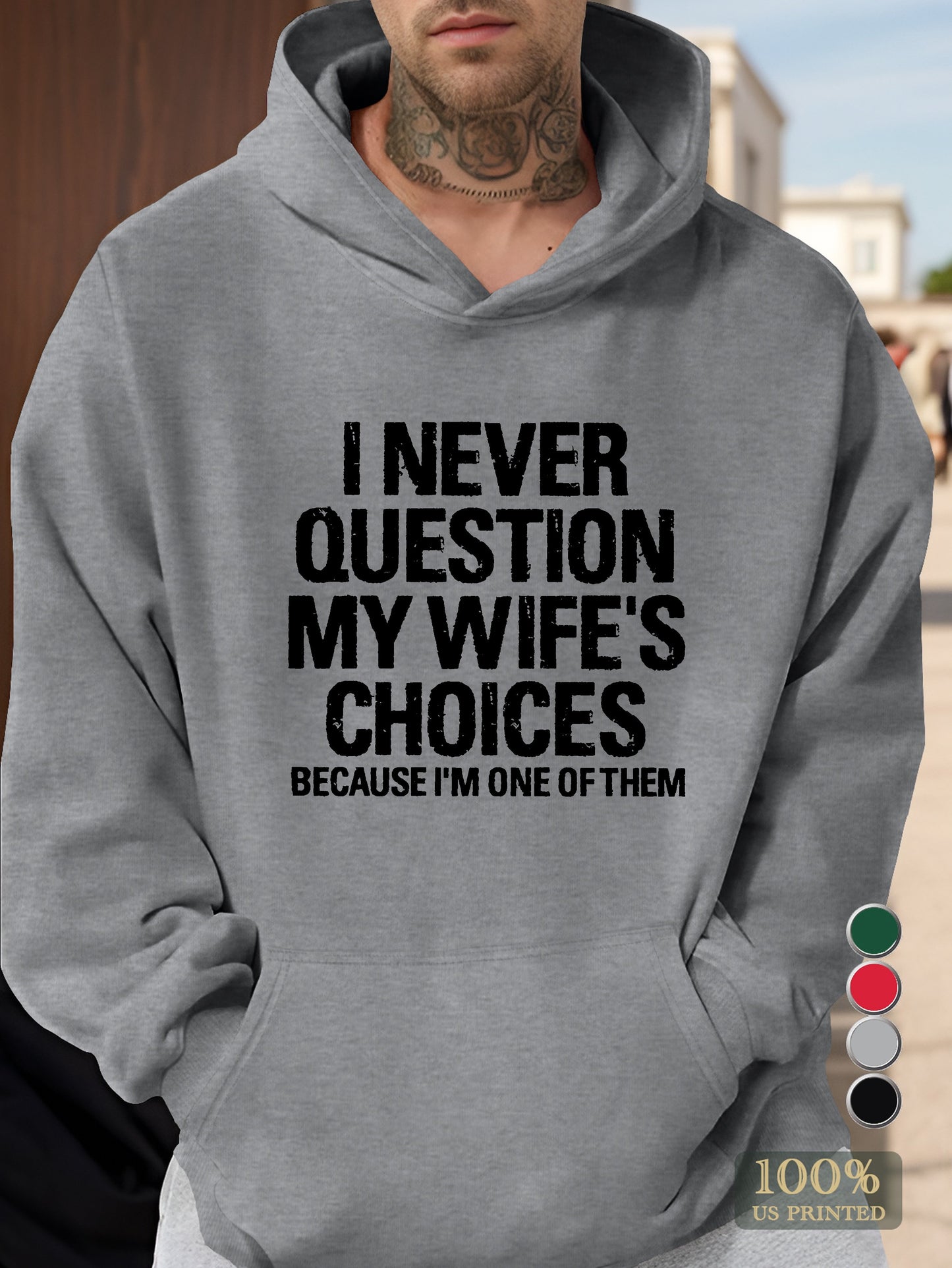 I NEVER QUESTION Men's hooded sweatshirt