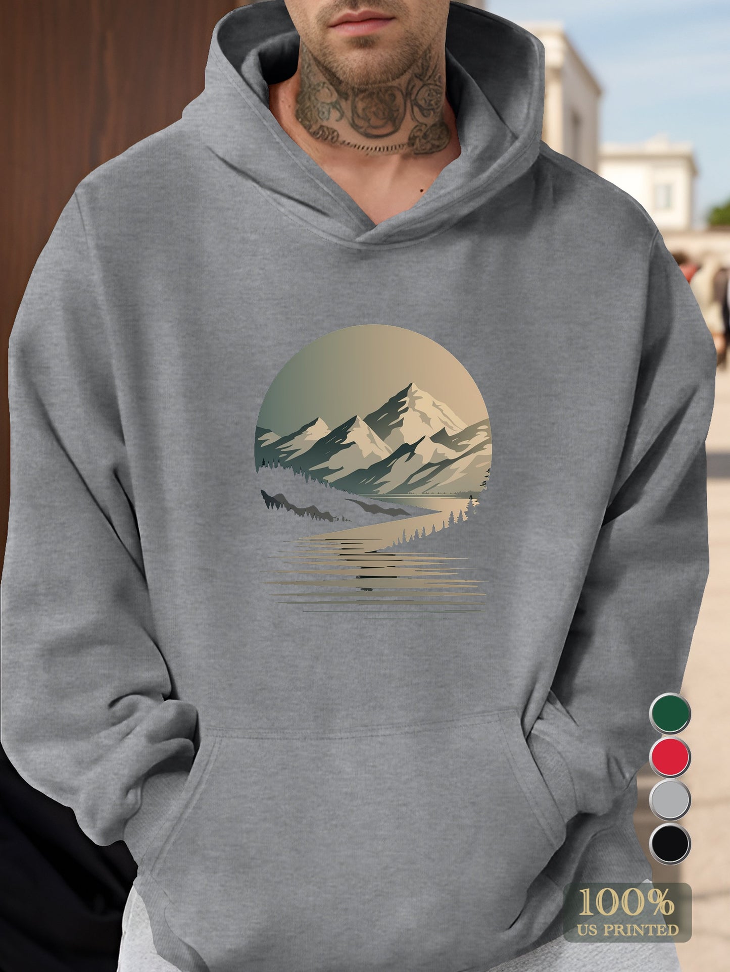 Landscape Painting Men's hooded sweatshirt