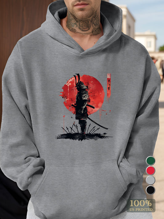 Samurai warrior in battle stance Men's hooded sweatshirt