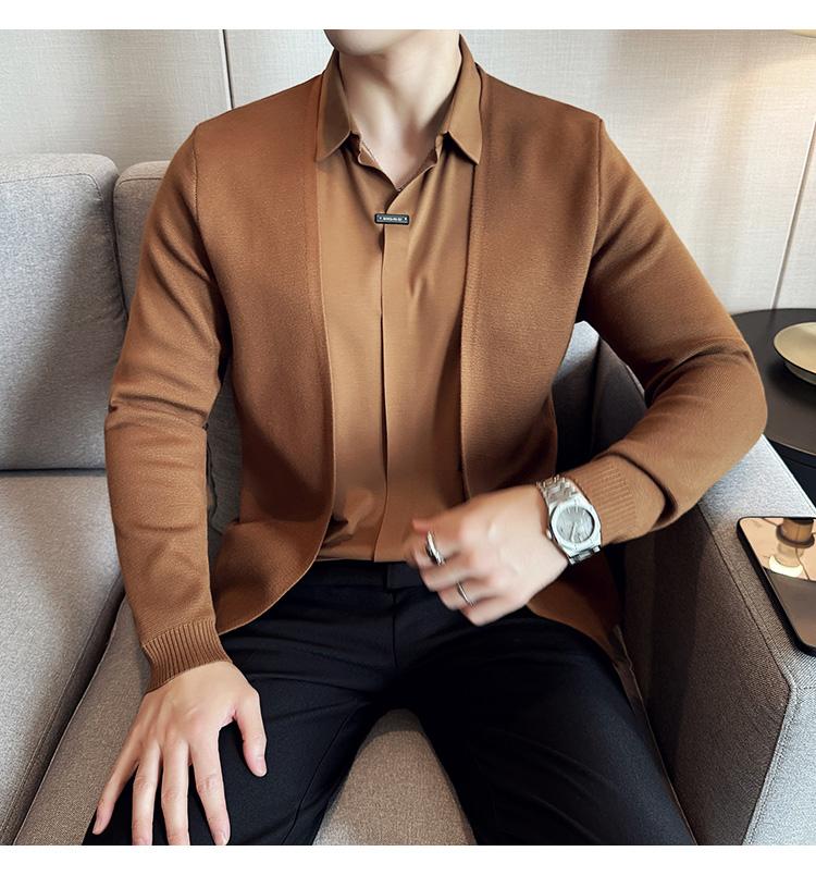 High-end knitted sweater shirt collar fake two-piece