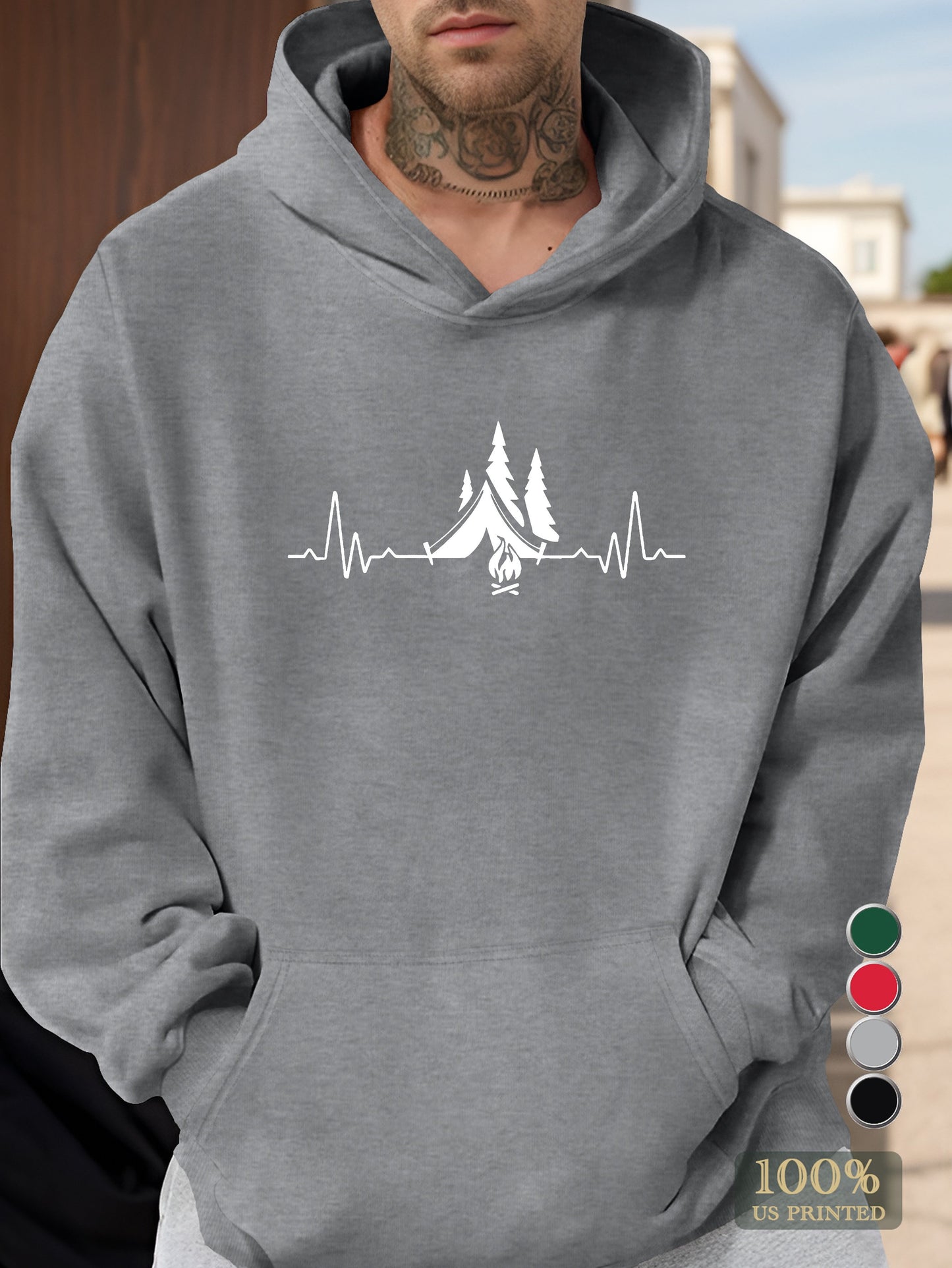 Ecg tent camping Men's hooded sweatshirt