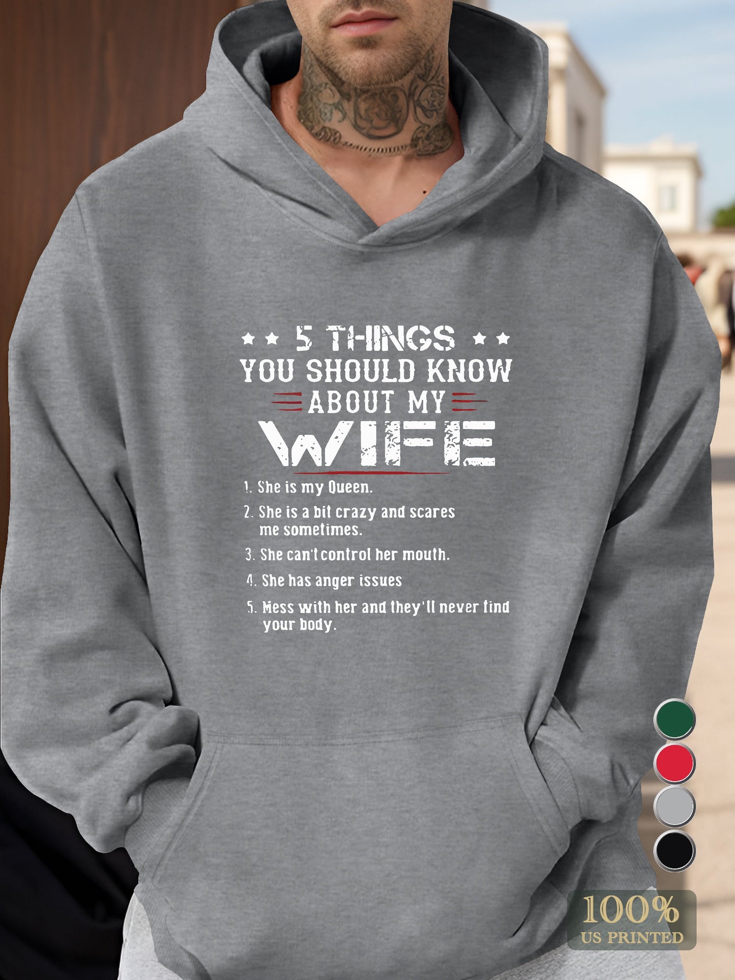 ABOUT MY WIFE Men's hooded sweatshirt