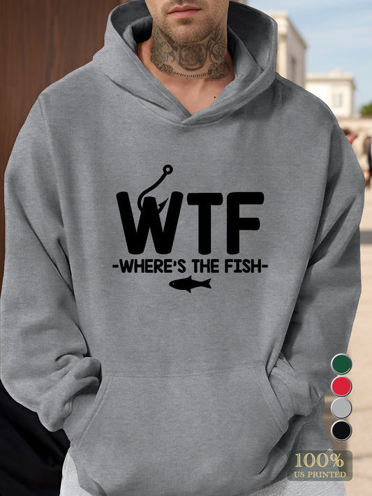 WHERE S THE FISH Men's hooded sweatshirt