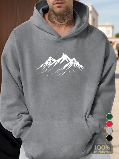 Stylized mountain contrast in minimalism Men's hooded sweatshirt