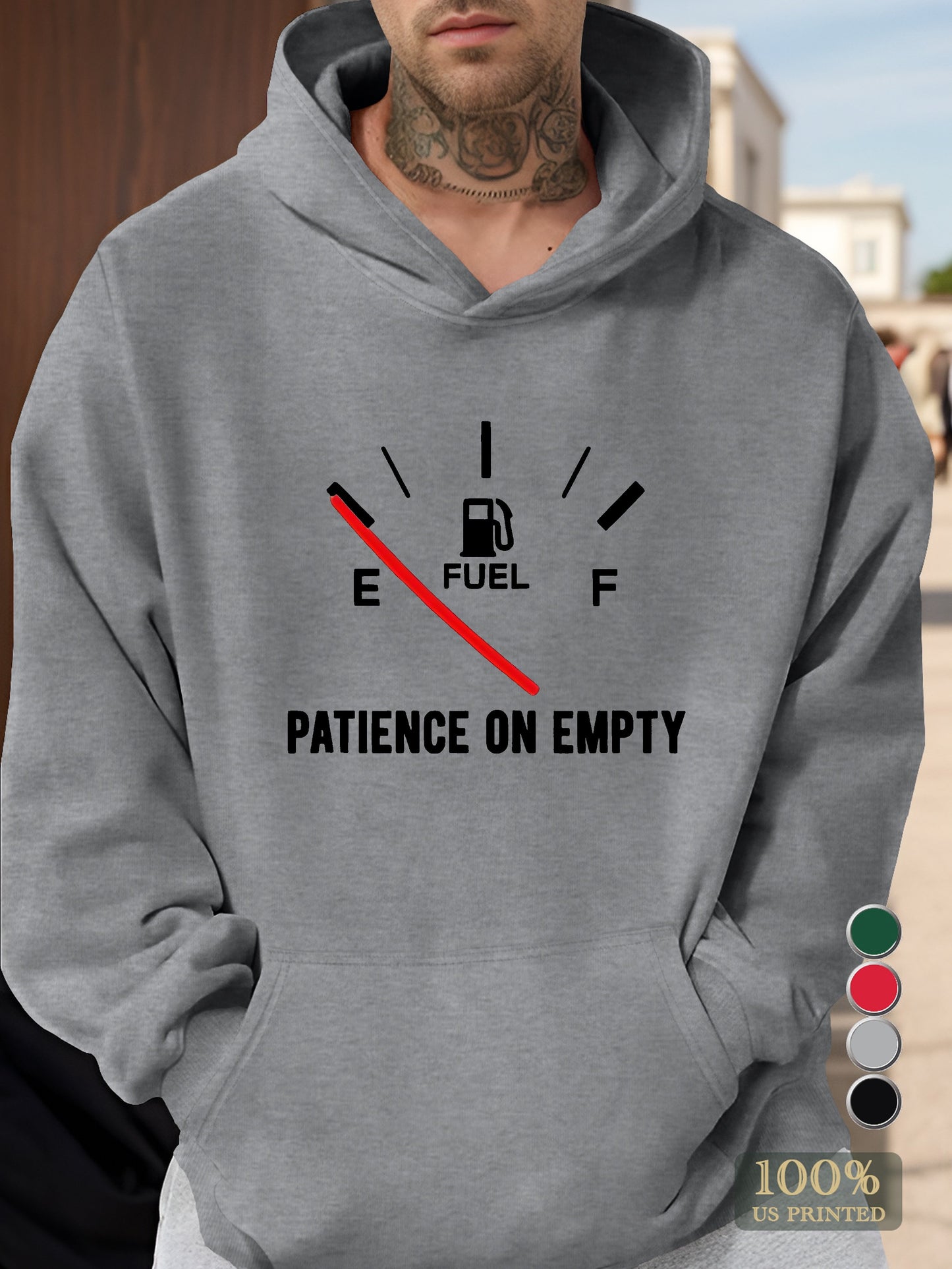 PATIENCE ON EMPTY Men's hooded sweatshirt