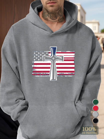 American Flag Christian Cross Men's hooded sweatshirt